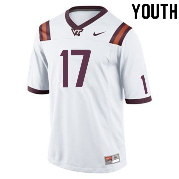 Youth #17 Eddie Ozycz Virginia Tech Hokies College Football Jerseys Sale-White - Click Image to Close
